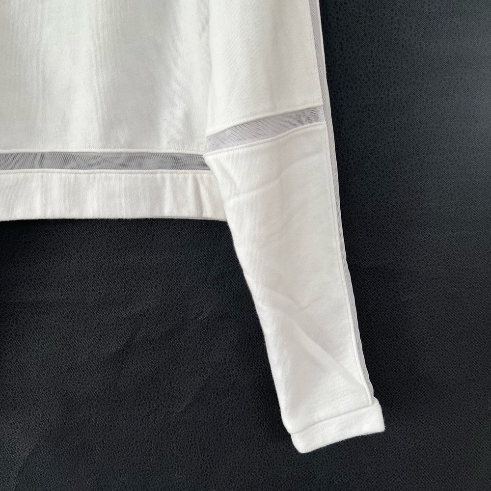 ALO Yoga White Cropped Turtleneck Sweatshirt with Mesh Trim - Picture 3 of 10
